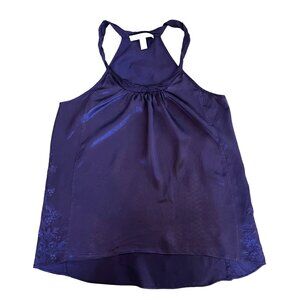 Banana Republic Heritage Women's Silk T Shaped Top S Navy Embroidered Floral